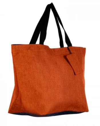 Geanta shopper multifunctionala medie din material textil panzat, portocalie