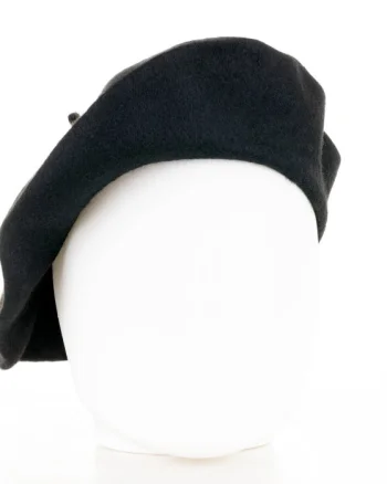 Bereta frantuzeasca neagra din stofa de lana