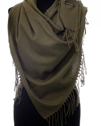 Esarfa kaki patrata din material gros tip cashmere