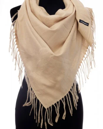 Esarfa bej patrata din material gros tip cashmere