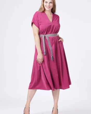 Rochie A-line bordo, cu cordon