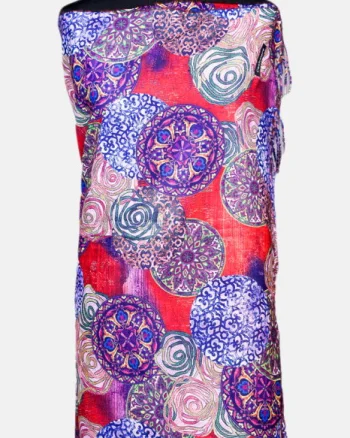 Esarfa cashmere model cu mandale multicolore pe fond bordo