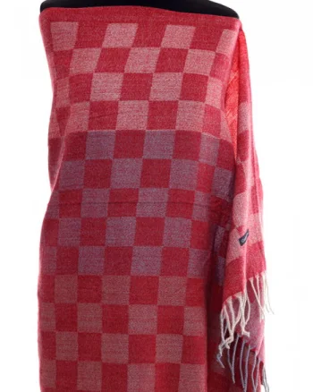 Esarfa casmir unisex cu imprimeu geometric pe fond bordo