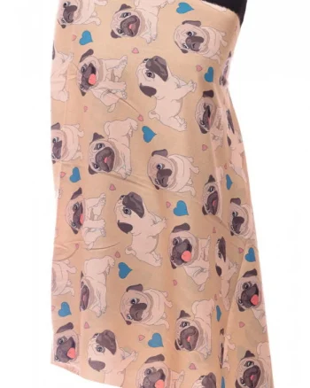Esarfa casmir cu imprimeu catei pug pe fond bej