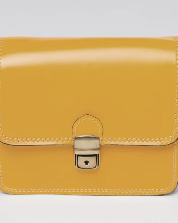 Geanta crossbody galben mustar din piele naturala, tip postas