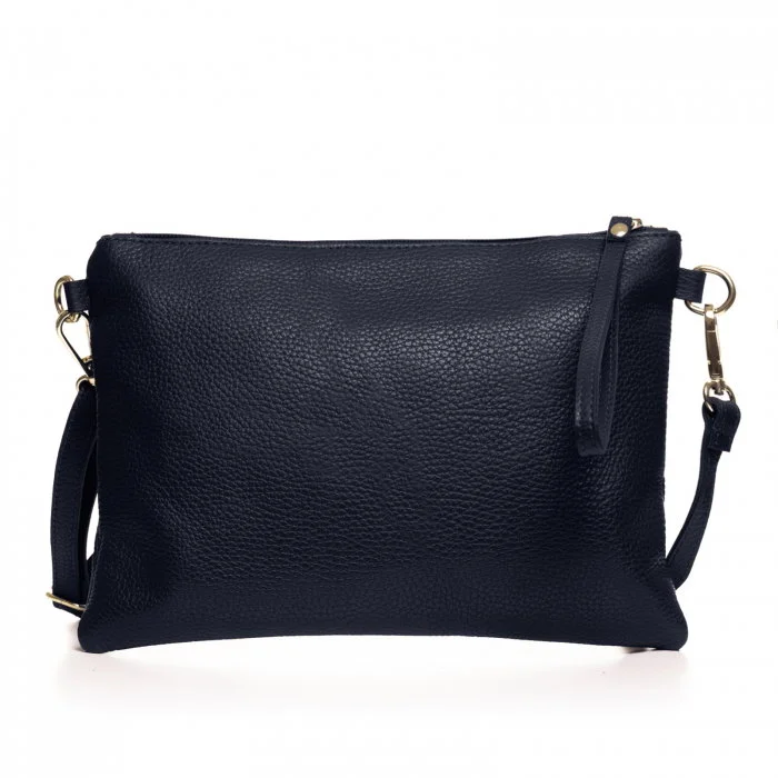 Geanta plic crossbody bleumarin, din piele naturala