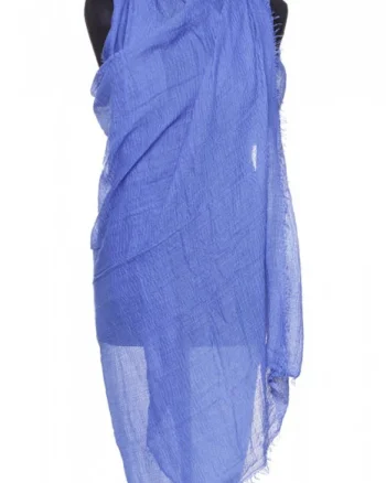 Esarfa dreptunghiulara tip pareo cu aspect creponat din vascoza, bleu