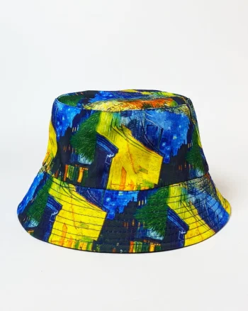 Palarie tip bucket unisex cu doua fete imprimata cu reproducere dupa     Cafeneaua   de Van Gogh