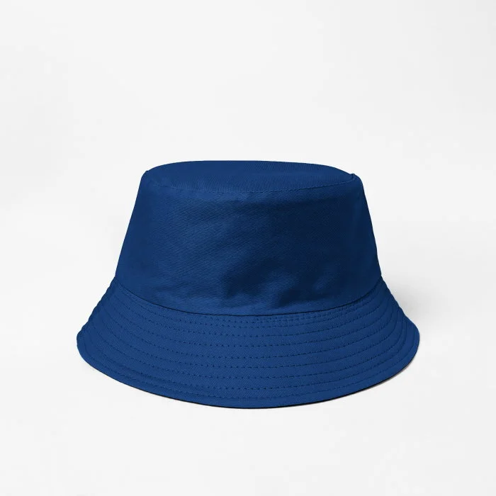 Palarie tip bucket unisex cu doua fete, albastru si negru, din bumbac