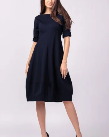 Rochie lalea cambrata din jerseu de bumbac, bleumarin