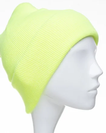 Caciula unisex model clasic tricotat, dublata in interior, galben lime