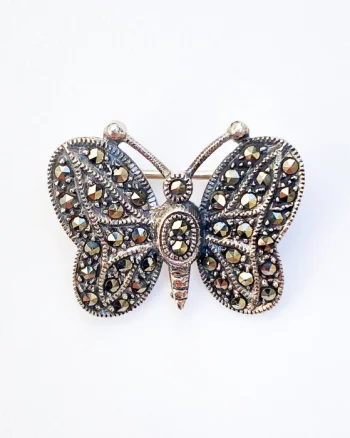 Brosa fluturas din argint 925 cu pietre foarte fine de marcasite