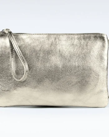 Geanta plic crossbody auriu deschis, din piele naturala