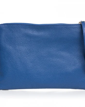 Geanta plic crossbody albastra, din piele naturala