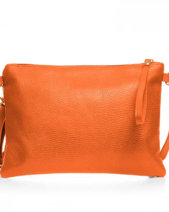 Geanta plic crossbody portocaliu, din piele naturala