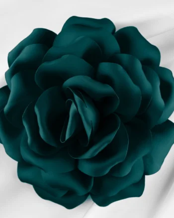 Brosa floare turcoaz inchis cu diametru de 15 cm, cu clips pentru par