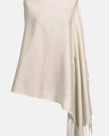 Esarfa alba ivory din cashmere subtire dreptunghiulara