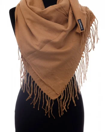 Esarfa camel patrata din material gros tip cashmere
