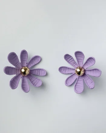 Cercei in forma de floare cu multe petale, lila mat