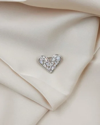 Brosa pandant inima miniaturala din argint 925 cu pietre foarte fine de cubic zirconia