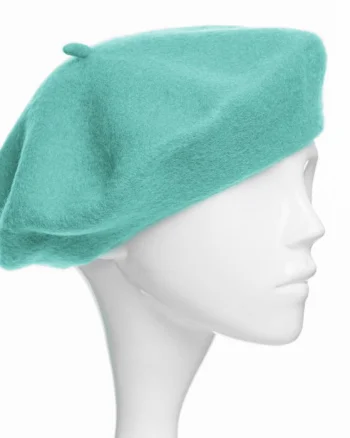 Bereta frantuzeasca din stofa groasa de lana, albastru aqua