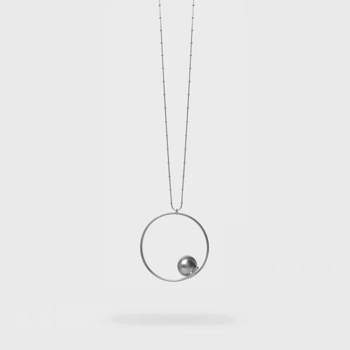 Colier lant lung Vault cu pandant, din alama placat cu gun metal