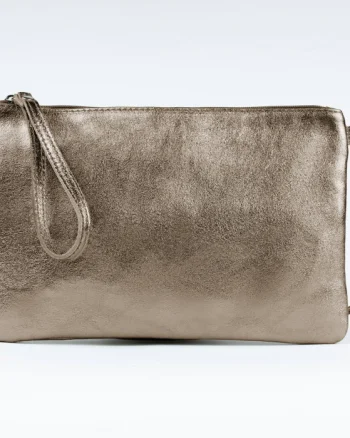 Geanta plic crossbody auriu inchis, din piele naturala