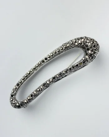 Brosa metalica argintie cu pietricele gen marcasite argintii, tip ac