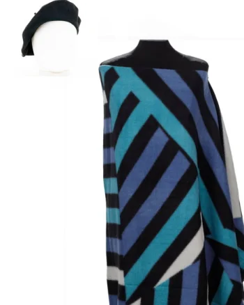 Set esarfa din casmir in dungi cu bereta frantuzeasca neagra din stofa de lana