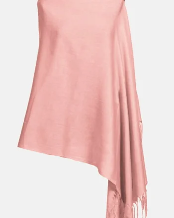 Esarfa roz somon din cashmere subtire dreptunghiulara