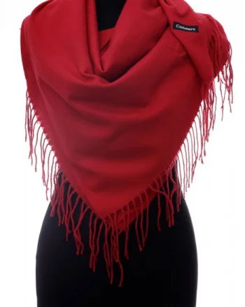 Esarfa rosie patrata din material gros tip cashmere
