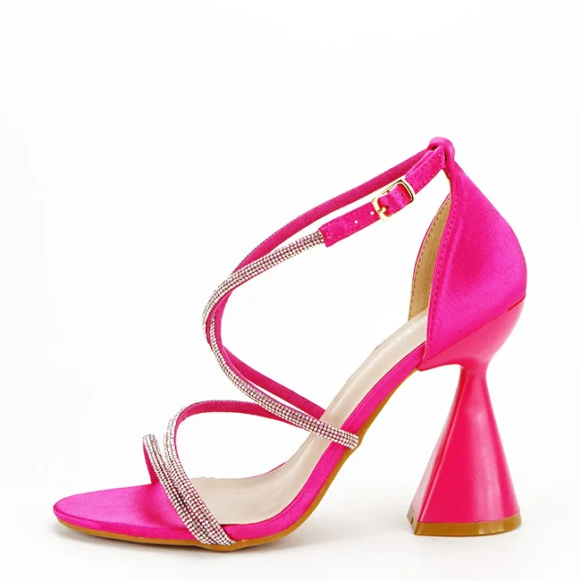 Sandale fucsia elegante cu toc conic BD116 130