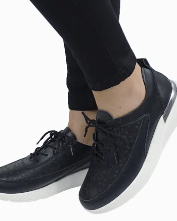 Sneakersi negri din piele naturala 5108 M7