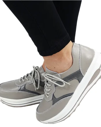 Sneakers gri din piele naturala 5091 M6