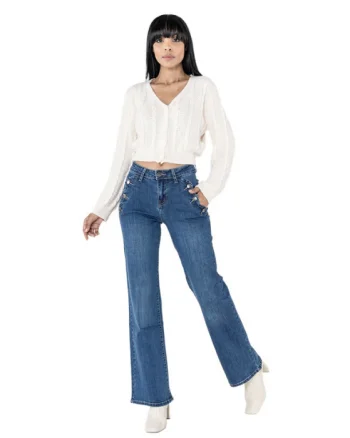 Blugi dama evazati Nina Carter albastru inchis P195-1 M10