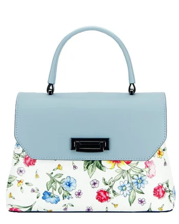 Geanta albastra cu imprimeu floral 8959 124