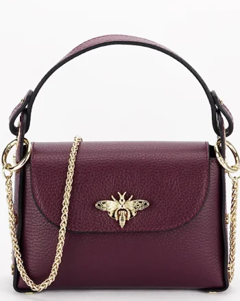 Geanta burgundy mica din piele naturala 1602 122