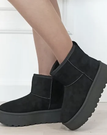 Ghete negre imblanite cu talpa groasa LT33-45 111