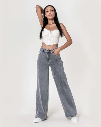 Blugi dama wide leg Nina Carter gri YY300-7 M10