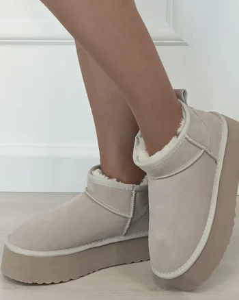 Ghete bej din piele naturala 6391 113