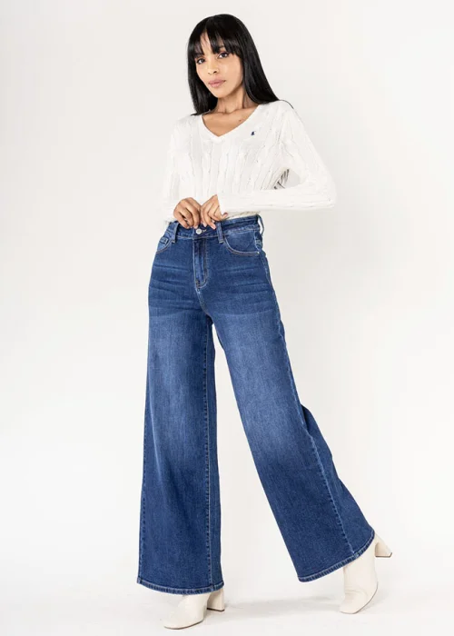 Blugi albastrii dama wide leg Nina Carter YY300-9 M10