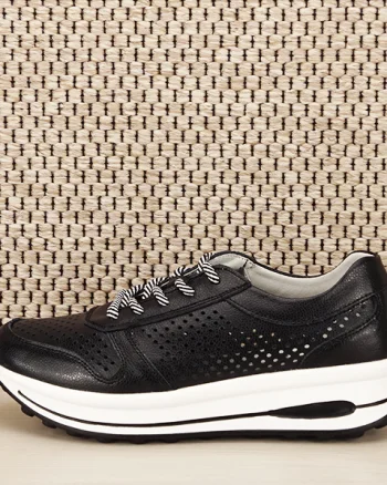 Sneakers piele naturala negru, perforat, Corina M4