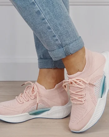 Sneakers roz tip soseta cu platforma 7561 M4