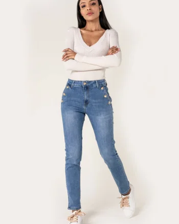Blugi dama mom fit Nina Carter albastru P216 M10