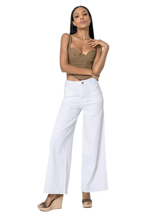 Blugi dama wide leg Nina Carter Alb YY300-1 M10