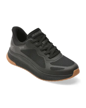 Pantofi sport SKECHERS negri, BOBS SQUAD 4, din material textil
