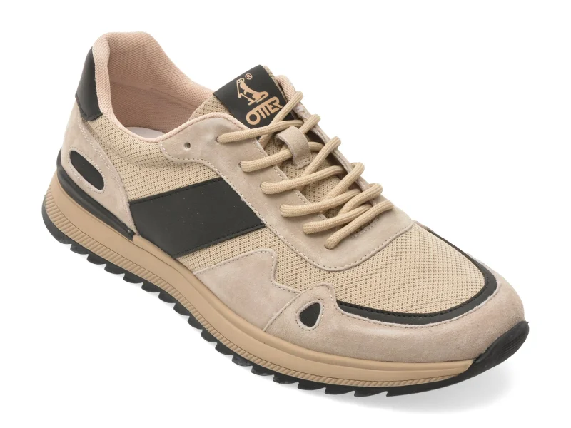 Pantofi sport OTTER gri, E660005, din material textil si piele naturala