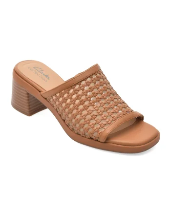 Papuci CLARKS maro, JAYLAN SLIDE, din piele ecologica