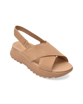 Sandale CLARKS bej, DASH LITE WISH, din piele intoarsa