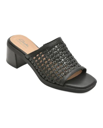 Papuci CLARKS negri, JAYLAN SLIDE, din piele ecologica